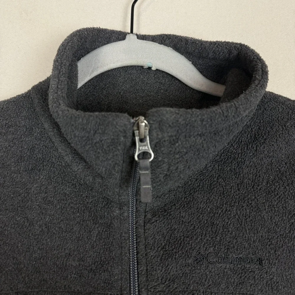 Columbia Jacket Kids Large 14/16 Gray Fleece Full Zip Stand Collar Cozy Warm